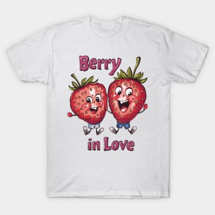 Berry in Love: Sweet Strawberry Duo Embracing Love T-Shirt